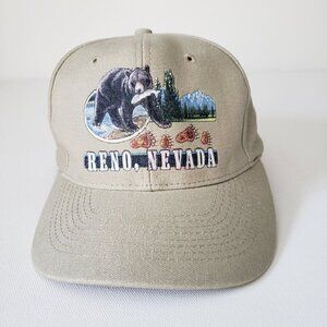Vintage Otto Reno Nevada Bear Salmon Fish Adjustable Strap Back Trucker Dad Cap